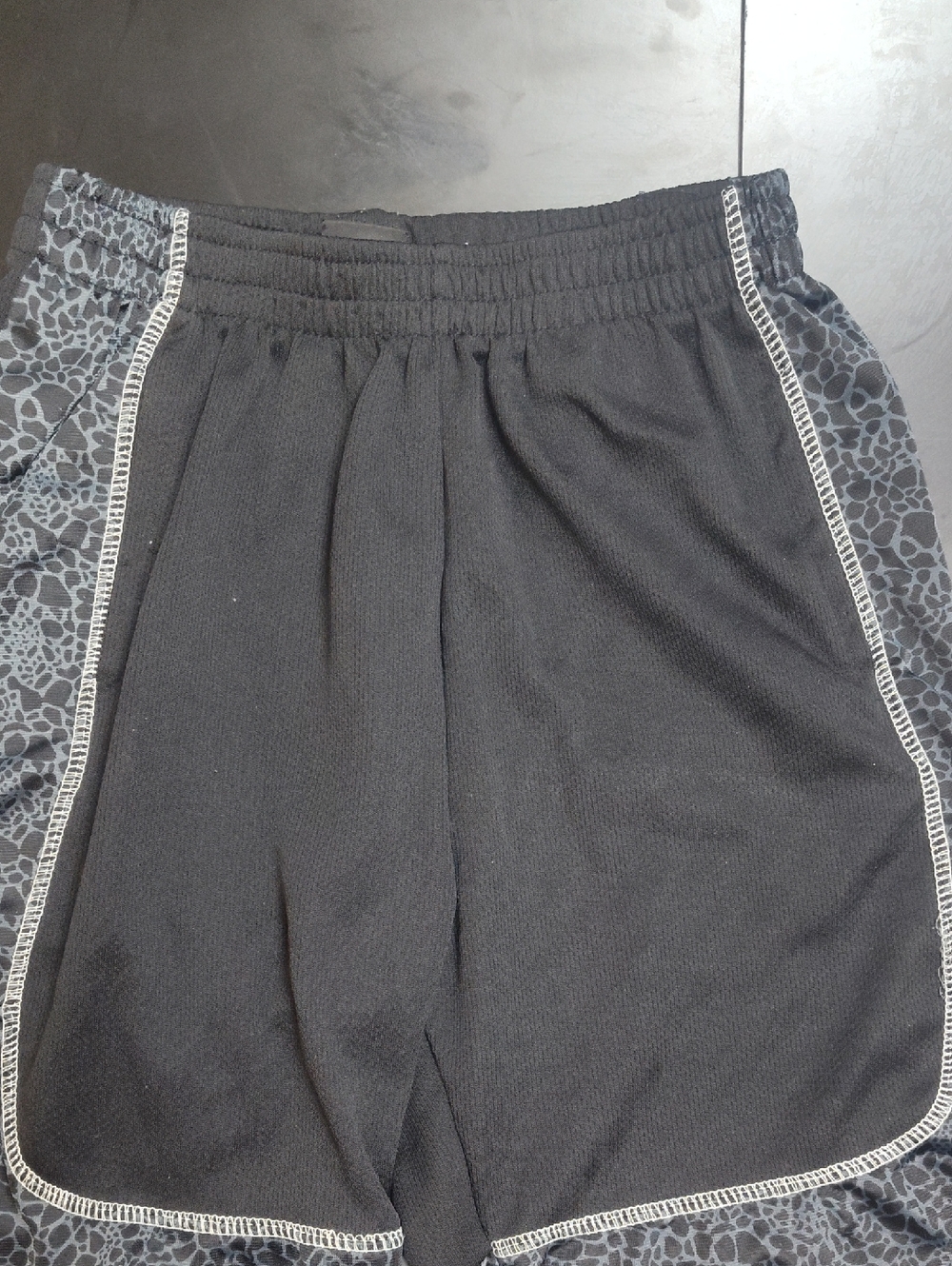 Kids Black Athletic Shorts with Gray Accent Panels